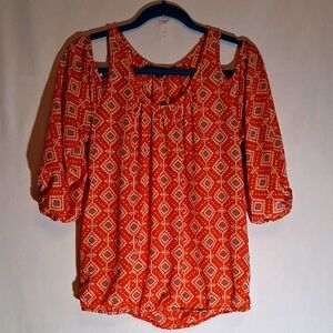Harlowe & Graham Orange Geometric Blouse